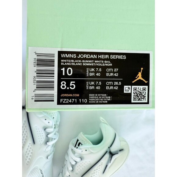* 8.5 MEN'S NIKE JORDAN HEIR SERIES FZ2471-110 WHITE BLACK BASKETBALL - Picture 8 of 8